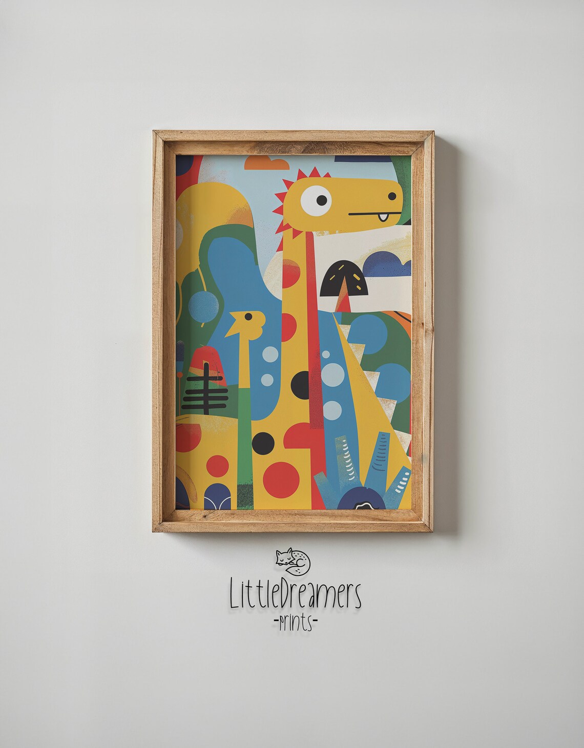 Abstract Pop Art Yellow Dinosaur Illustration Kids Room Nursery Poster - Image 3