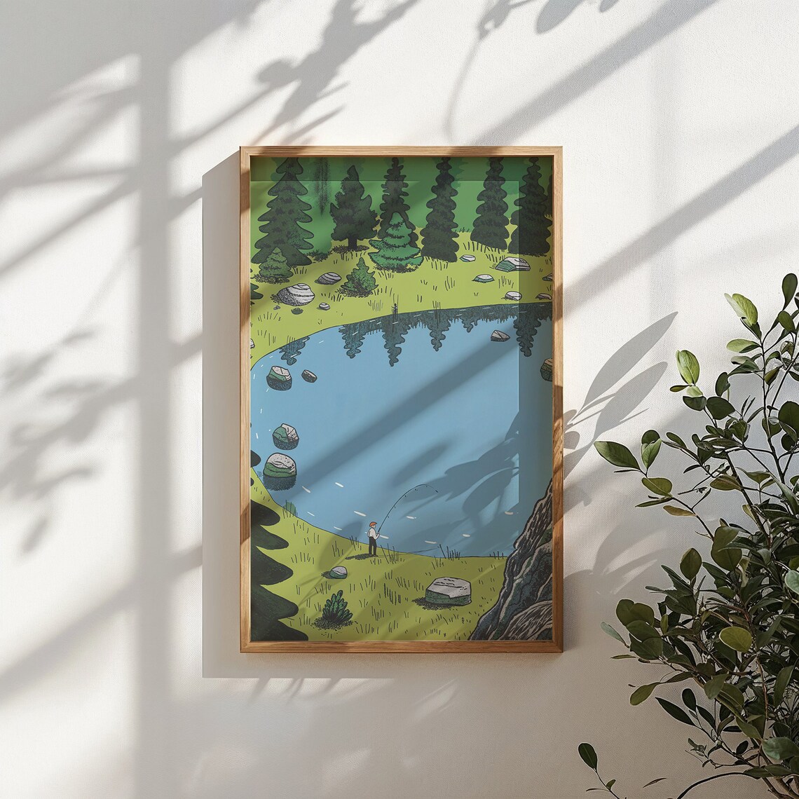 Fishing Adventure Art Lake Scene Nursery Wall Art Kids Fishing Poster Nature Landscape Print Outdoor Decor Gift - Image 3