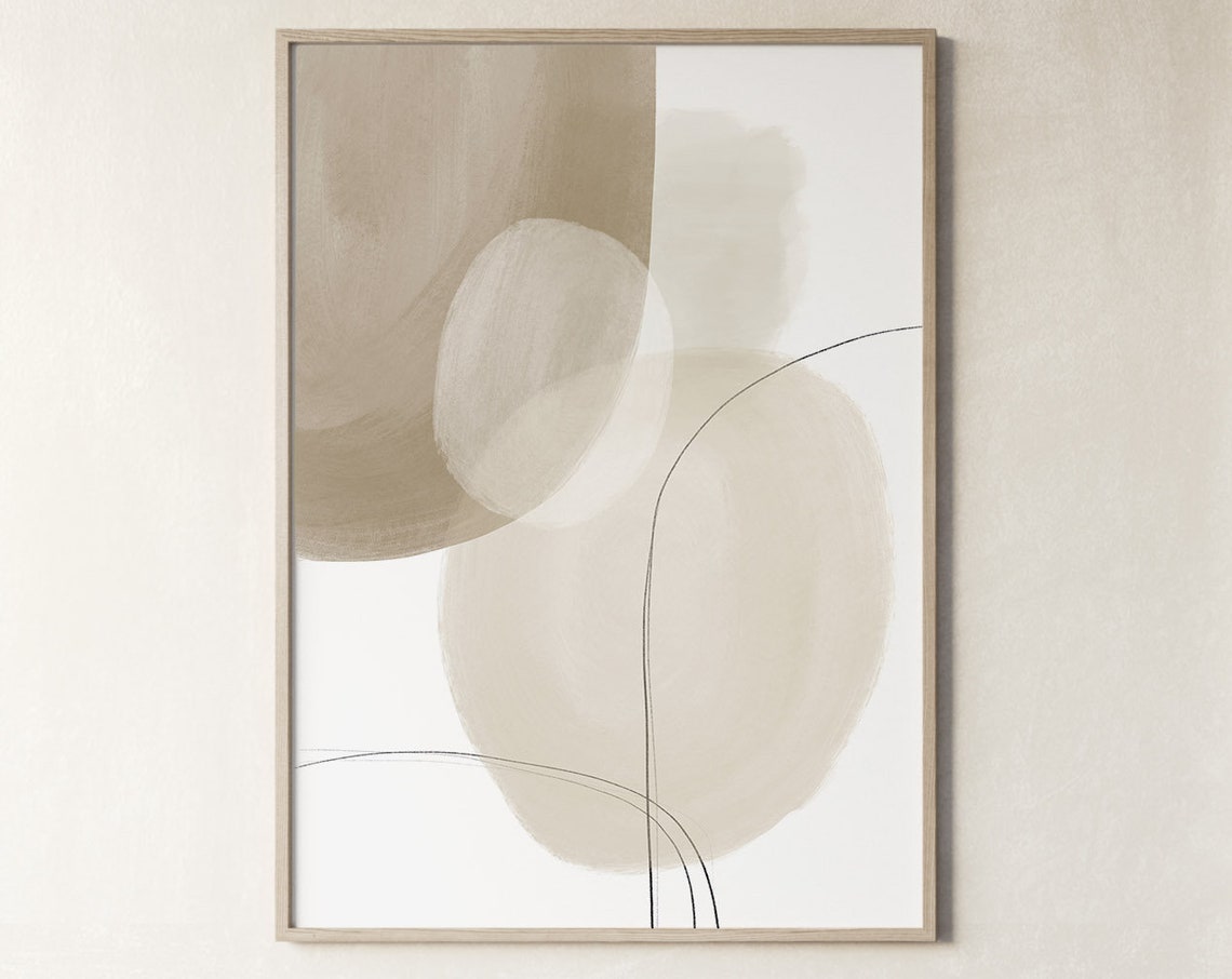 Soft Neutral Beige Overlapping Brushstrokes Abstract Art Poster