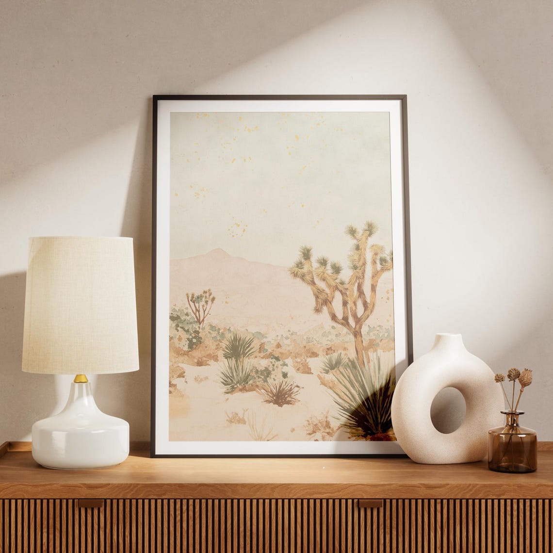 Joshua Tree Desert Landscape Minimalist Boho Nature Poster Watercolor