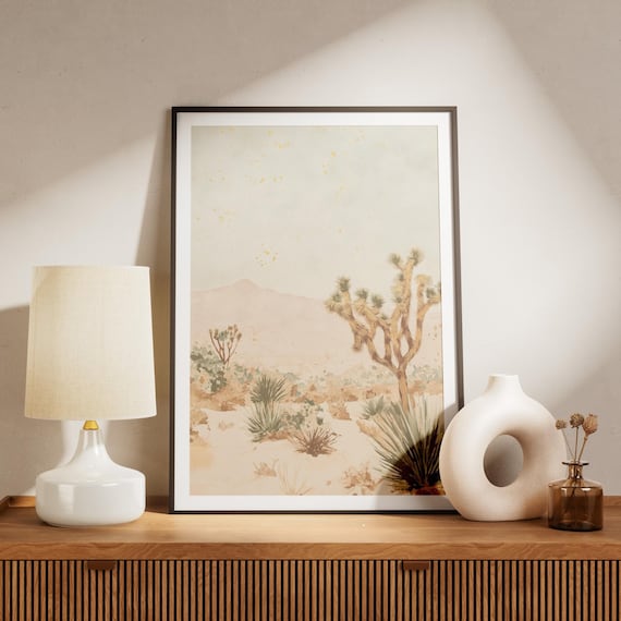 Joshua Tree Desert Landscape Minimalist Boho Nature Poster Watercolor