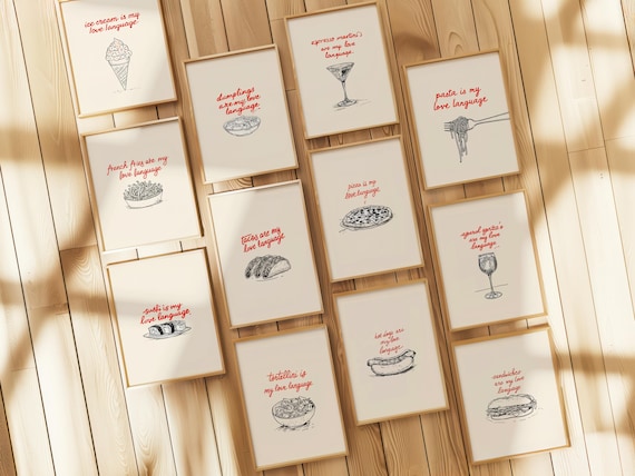 Food Love Language Art Collection Wall Trendy Kitchen Decor Instant Foodie Gift Girl Dinner Yes Chef
