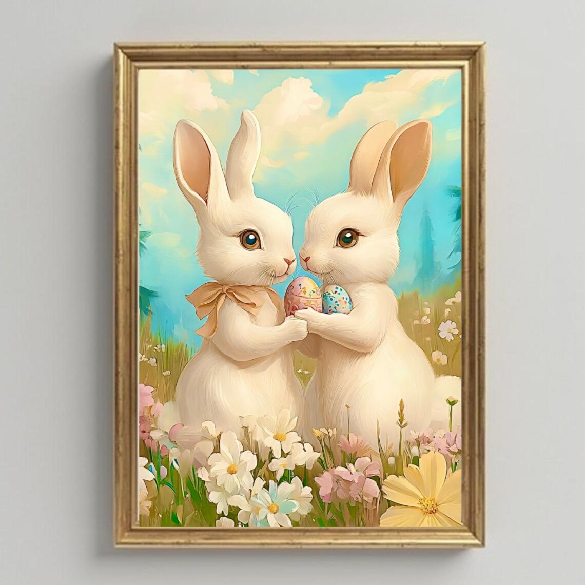 Two Easter Bunnies, Spring Easter Nursery Decor