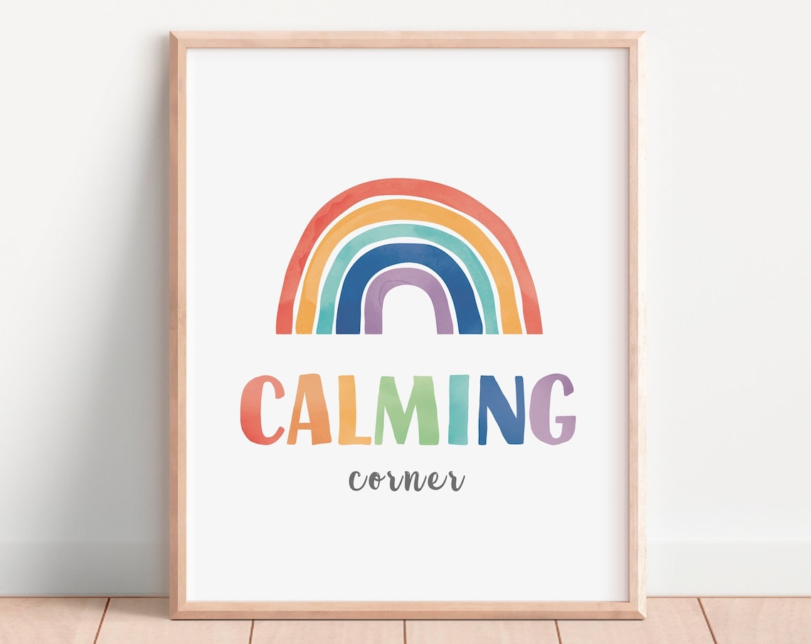 Calming Corner Poster, Rainbow Classroom Wall Art