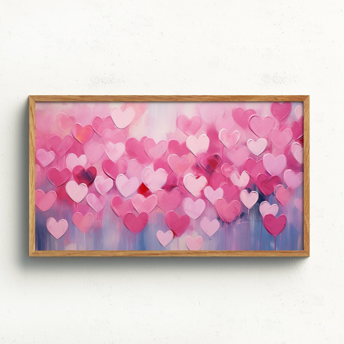 Romantic Pink Textured Hearts Abstract Valentine Love Art Poster