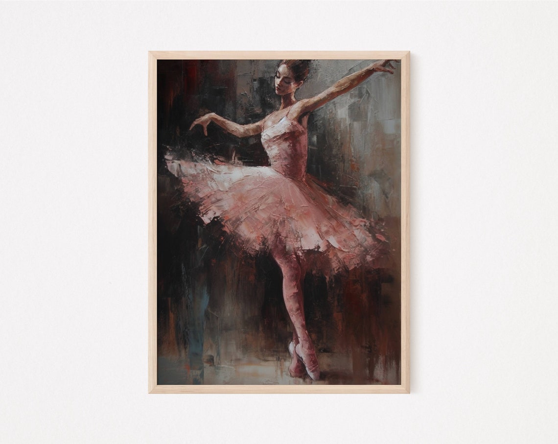 Vintage Ballerina Painting Pink Tutu Art Ballet Wall Art Print - Image 2