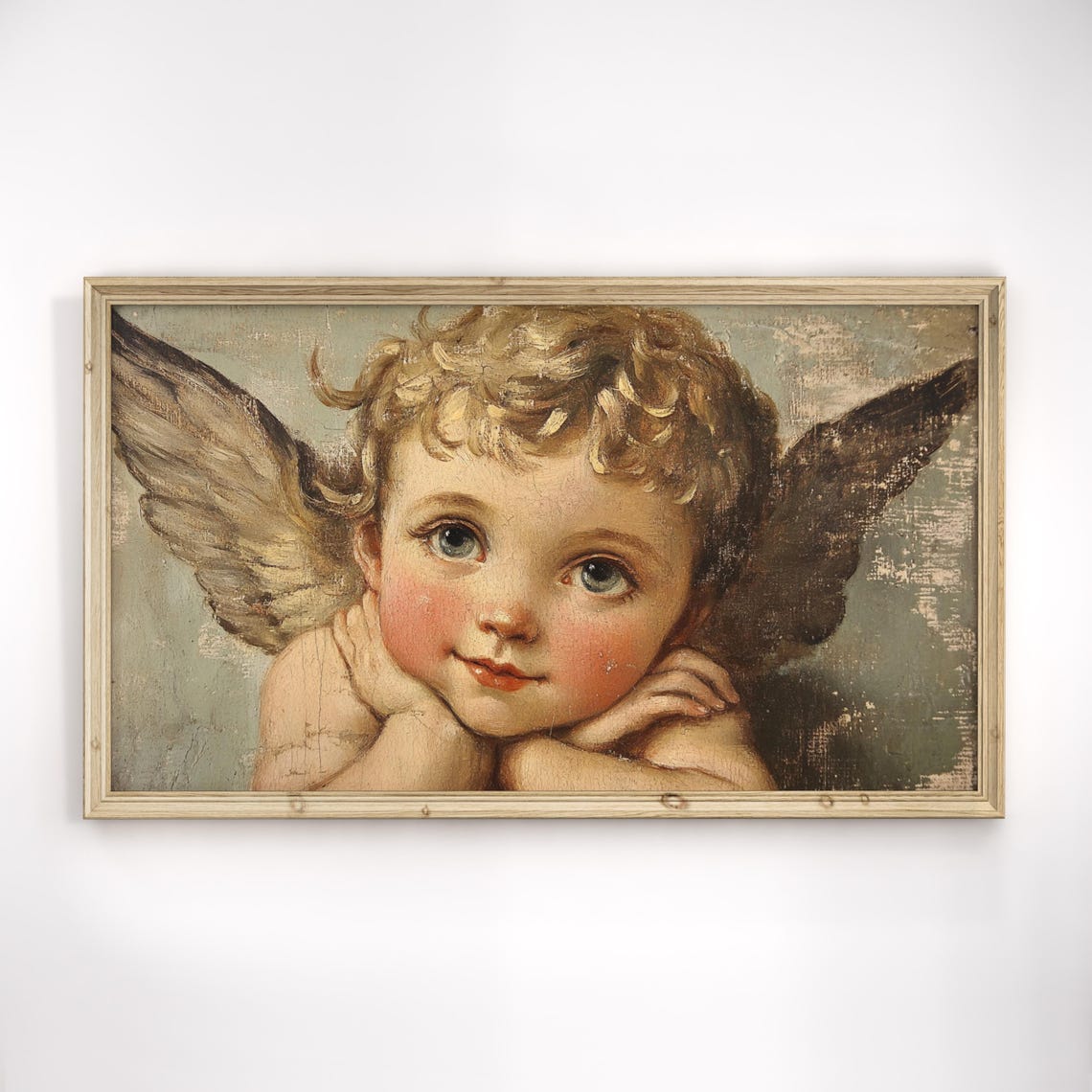 Rosy Cheeked Cherub Vintage Cupid Angel Painting Valentine Art Print