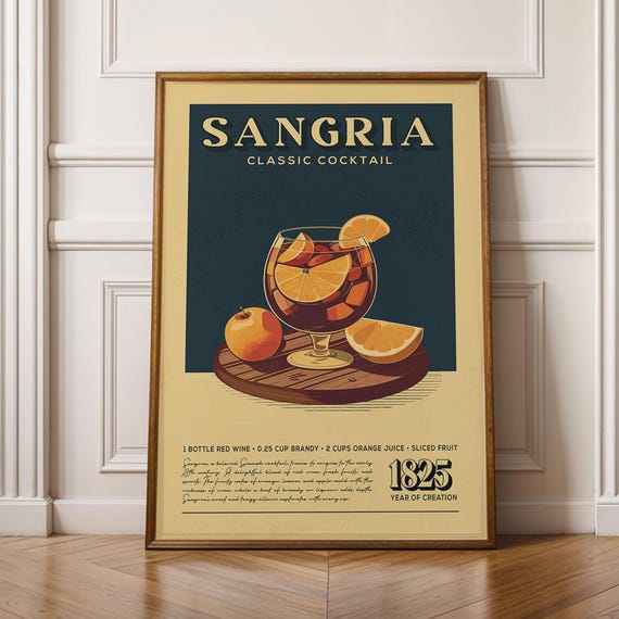 Sangria Cocktail Vintage Decor Art Print Poster