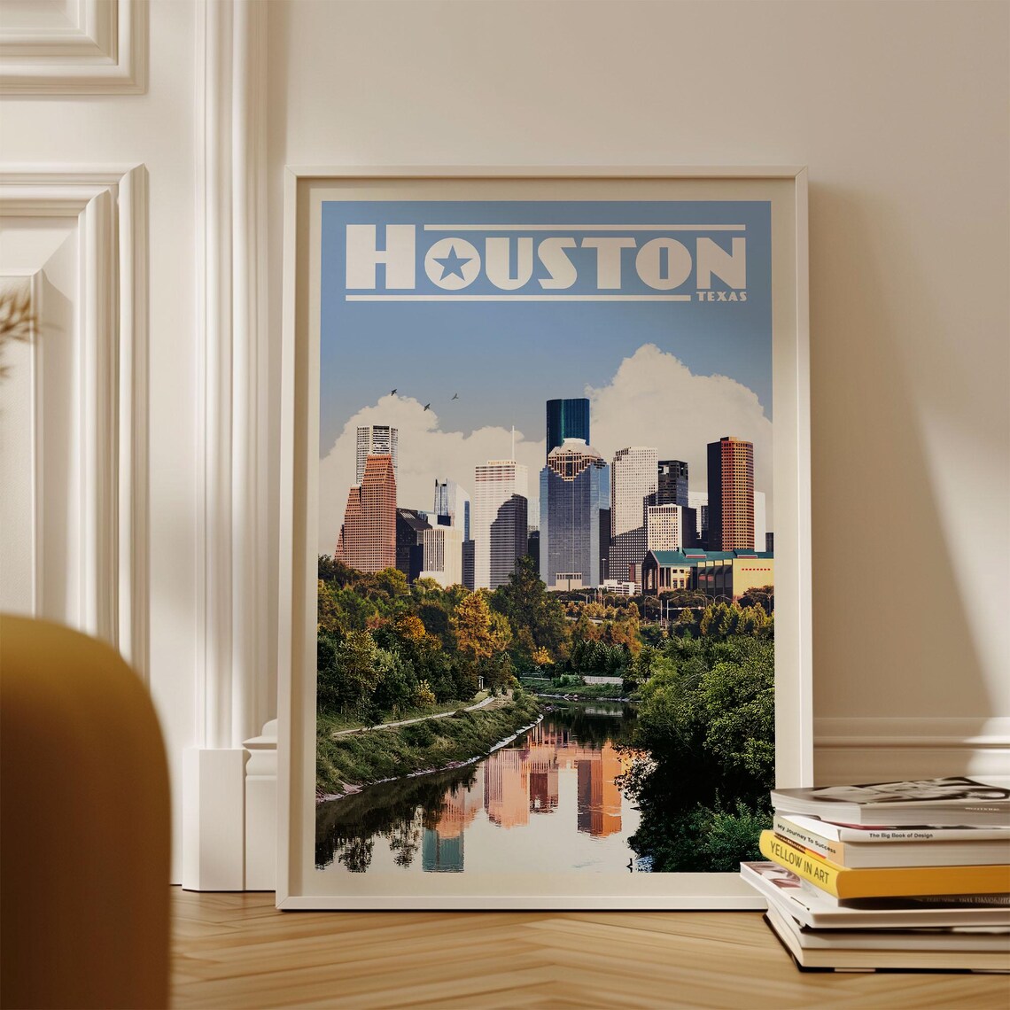 Houston Skyline, Texas Vintage Travel Poster