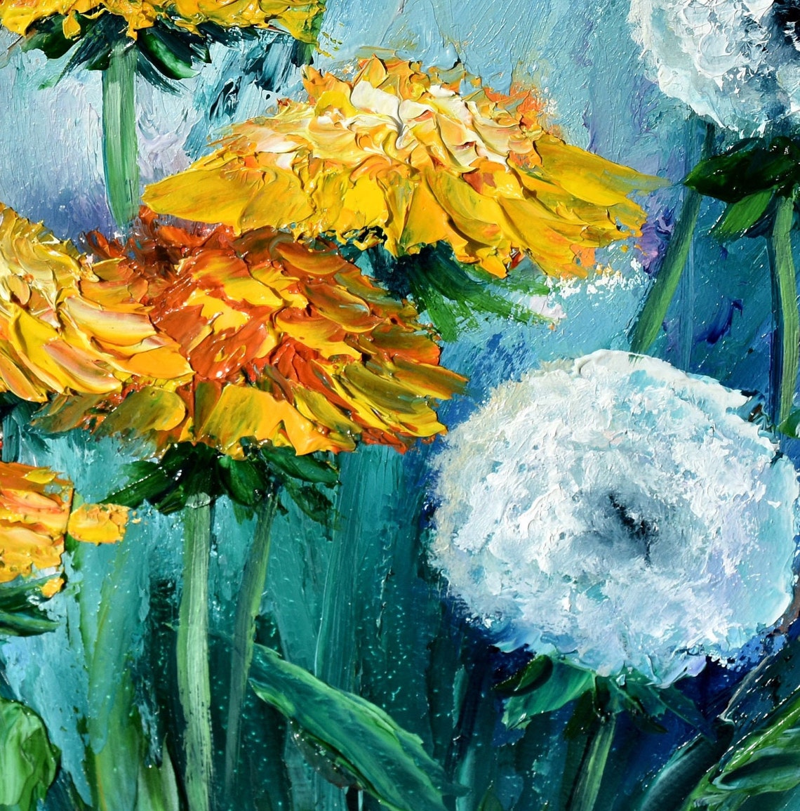 Dandelions Art Dandelions Painting Spring Flowers Art Meadow Wall Art Flower Oil Painting Painting In Oil Painting For Her Impasto Painting - Image 5