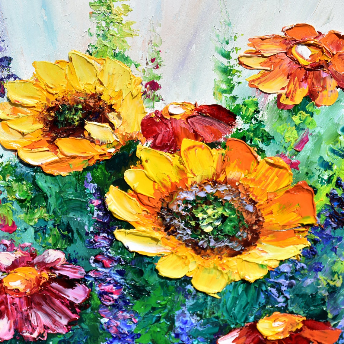 Sunflowers Painting Oil Art Sunflower Wall Art Wild Flower Painting Sunflowers Flowers Yellow Artwork Original Artwork Handmade Art Painting