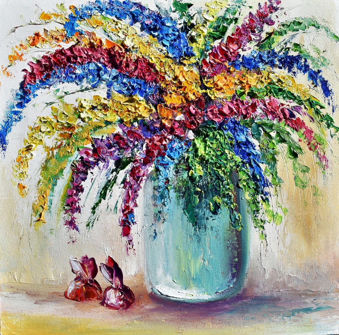 Meadow Painting Flowers Still Life Abstraction Flowers Impasto Oil Painting Painting Wild Flower Painting Abstract Flowers Painting Floral