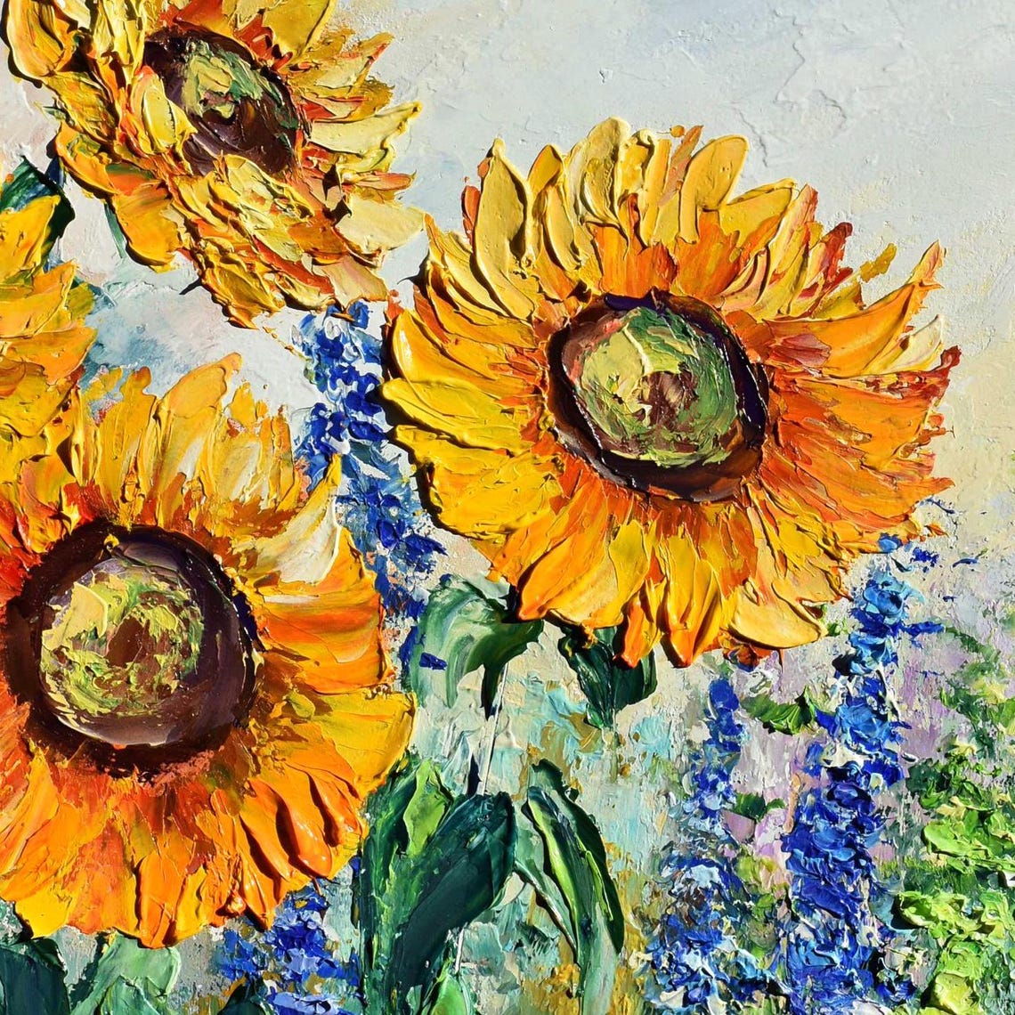 Sunflower Painting Flower Painting Original Painting Sunflower Wall Art Impasto Oil Painting Sunflower Artwork Sunflowers Painting Flower - Image 4
