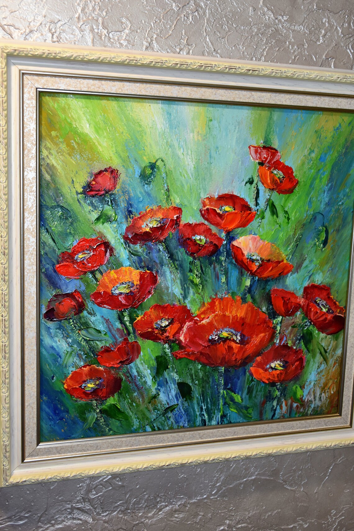 Red Poppy Field Impasto Meadow Wildflower Bloom Oil Painting Poster - Image 5
