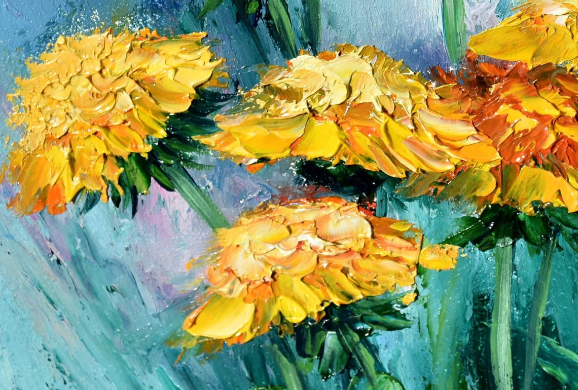 Dandelions Art Dandelions Painting Spring Flowers Art Meadow Wall Art Flower Oil Painting Painting In Oil Painting For Her Impasto Painting - Image 2