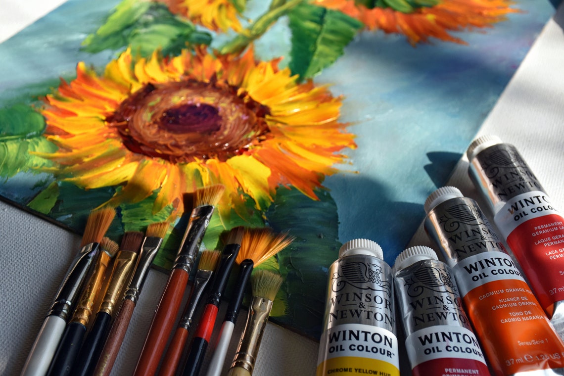 Sunflowers Painting Flowers Art Orange Flower Colorful Artwork Impasto Oil Painting Textured Wall Art Art Home Decor Oil Art Gift Painting - Image 5
