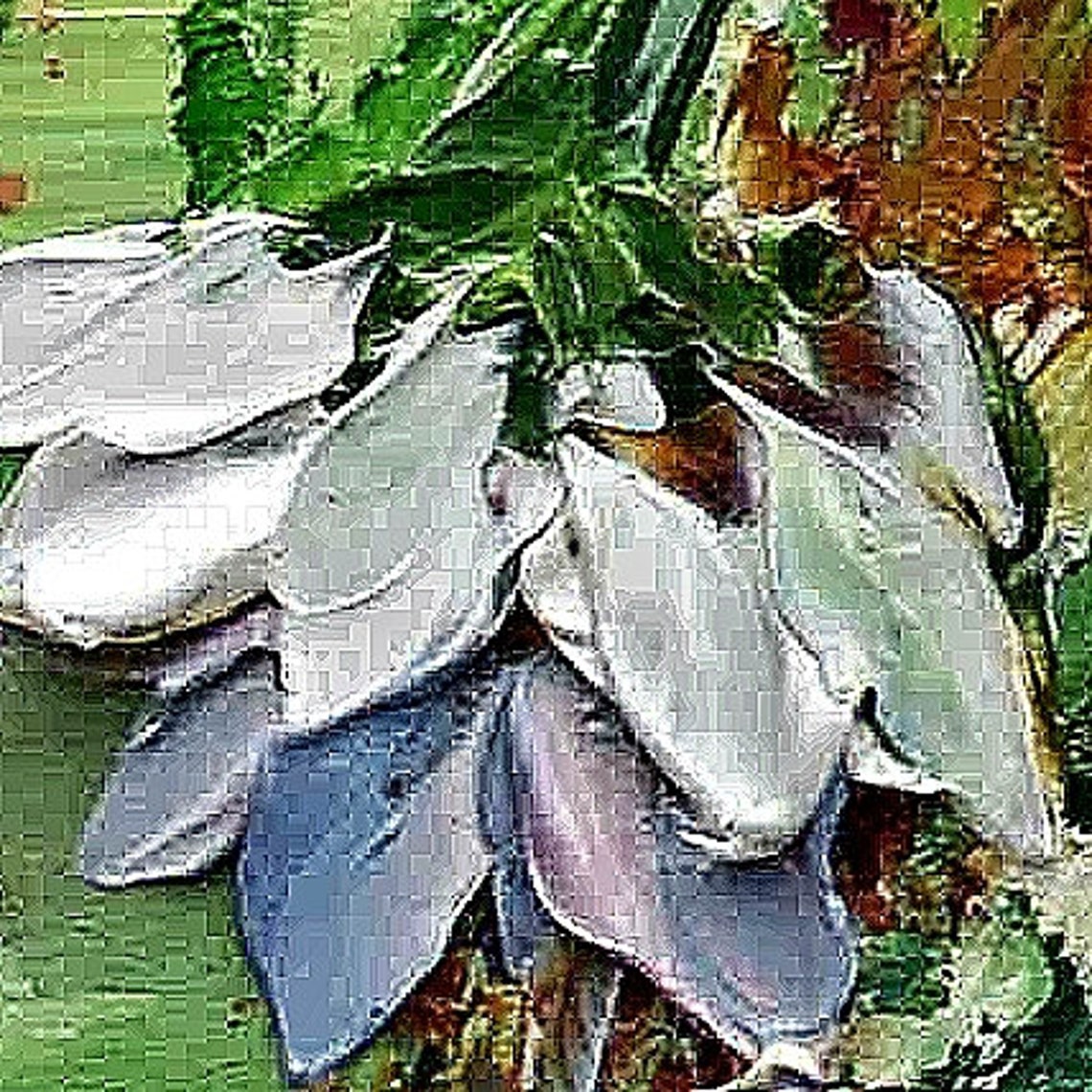 White Daisy Basket Meadow Bouquet Summer Impasto Oil Painting Poster - Image 3