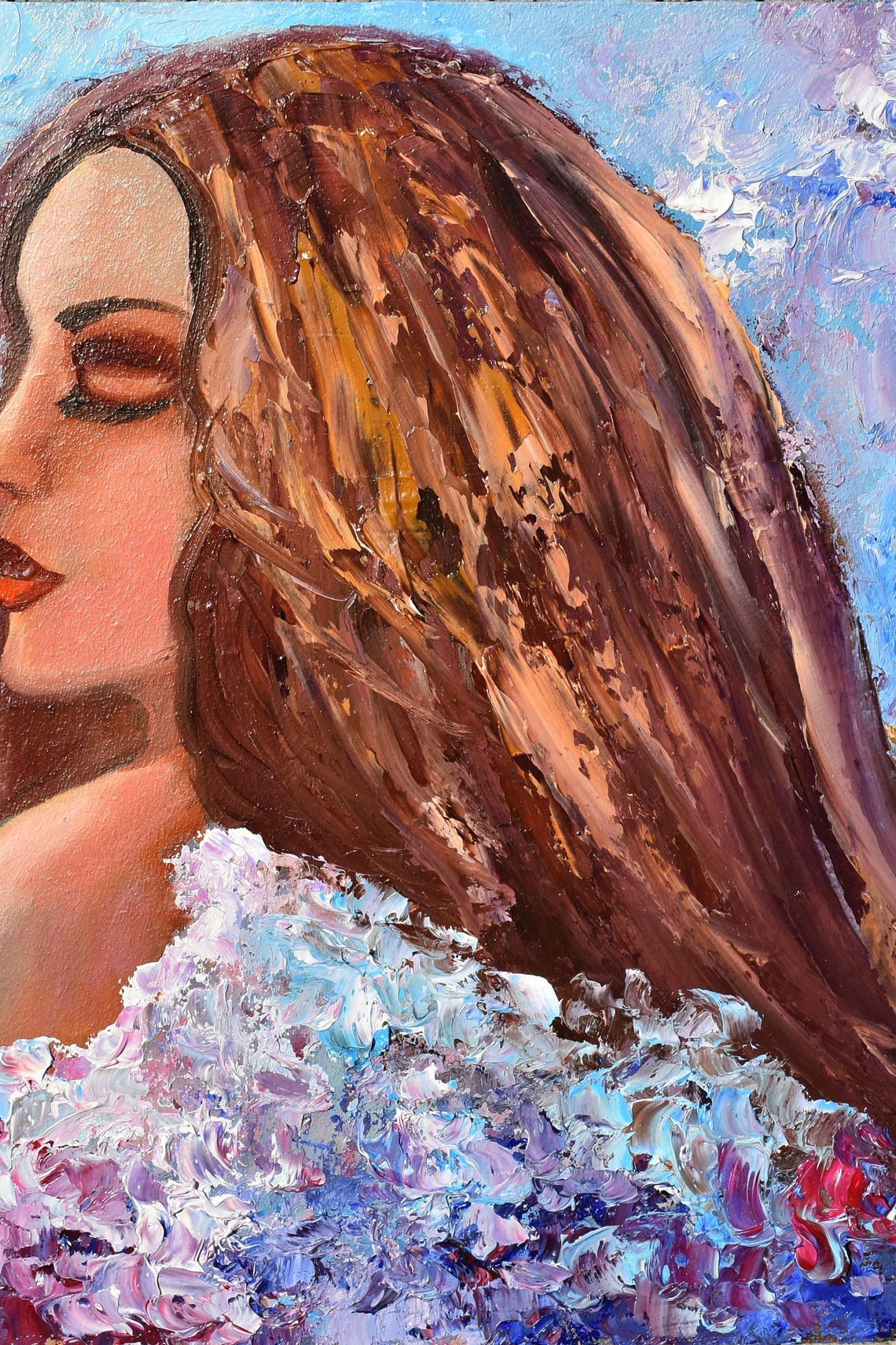 Abstract Art Portrait Painting Abstract Women Abstract Painting Girl With Flowers Original Artwork Original Floral Woman Portrait Art Woman - Image 5