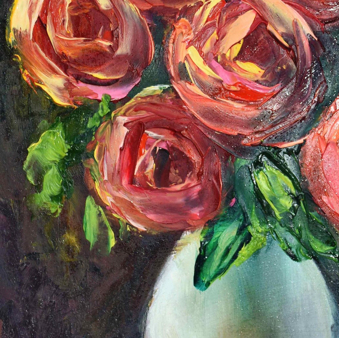 Rose Original Art Roses Flowers Art Painting Pink Pink Flower Original Roses Original Art Rose Painting Oil Art Painting In Oil Hand Painted - Image 2