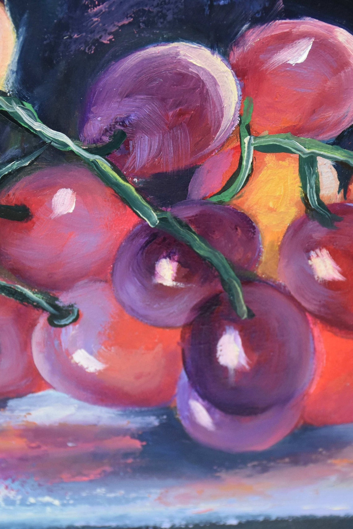 Painting Grapes Bunch Of Grapes Kitchen Fruit Art Fruit Painting Painting Still Life Miniature Art Painting In Oil Still Life Painting Oil - Image 2