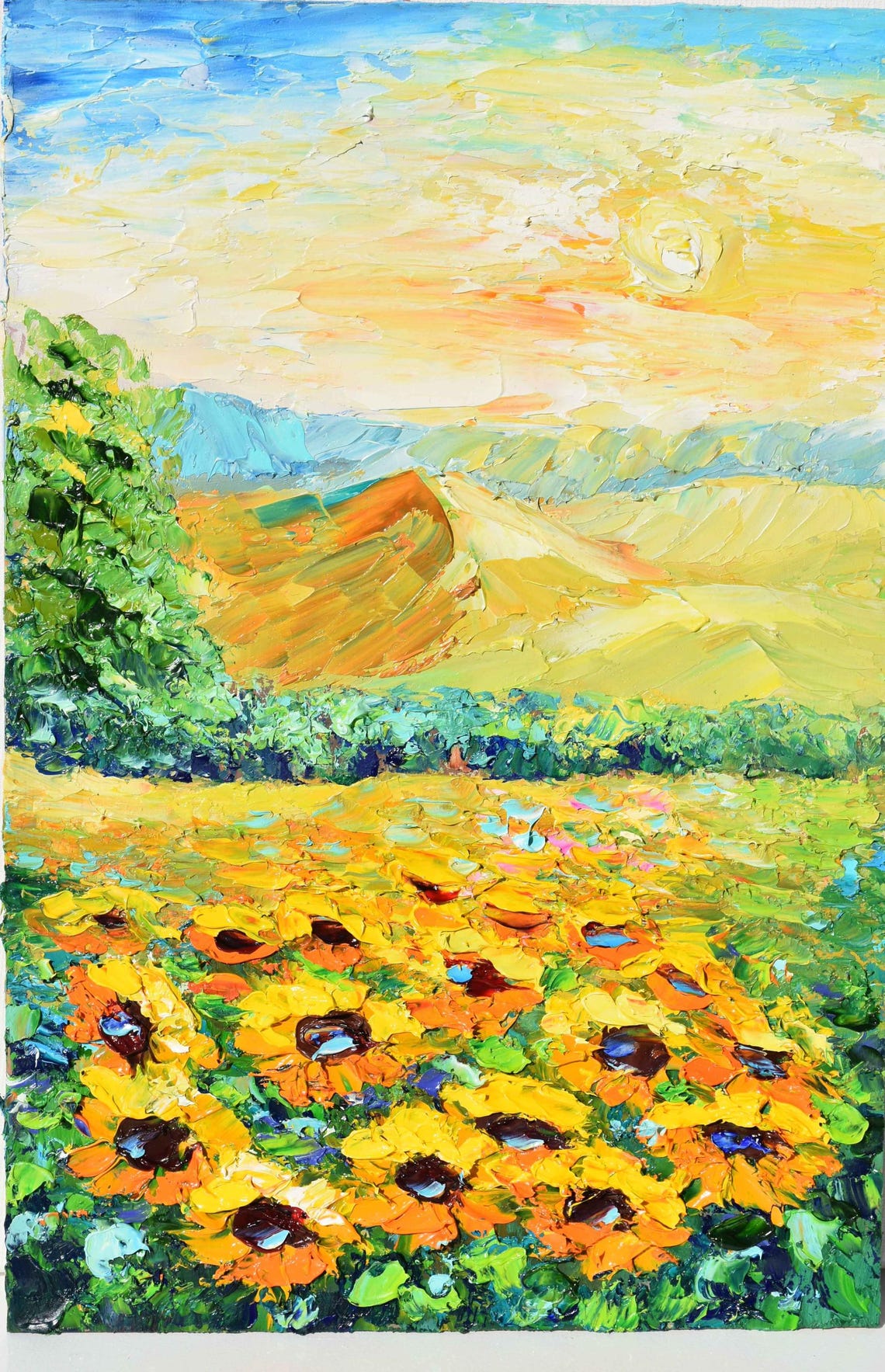 Sunflowers Painting Sunflower Art Field Of Sunflowers Art Flower Painting Sunflower Artwork Floral Oil Painting Flower Artwork Oil Impasto