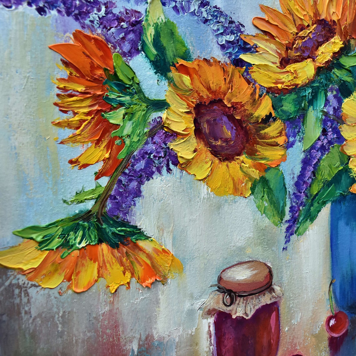 Sunflower Art Kitchen Art Food Flower Painting Sunflowers Painting Flower Oil Painting Hand Painted Food Oil Painting Still Life - Image 2