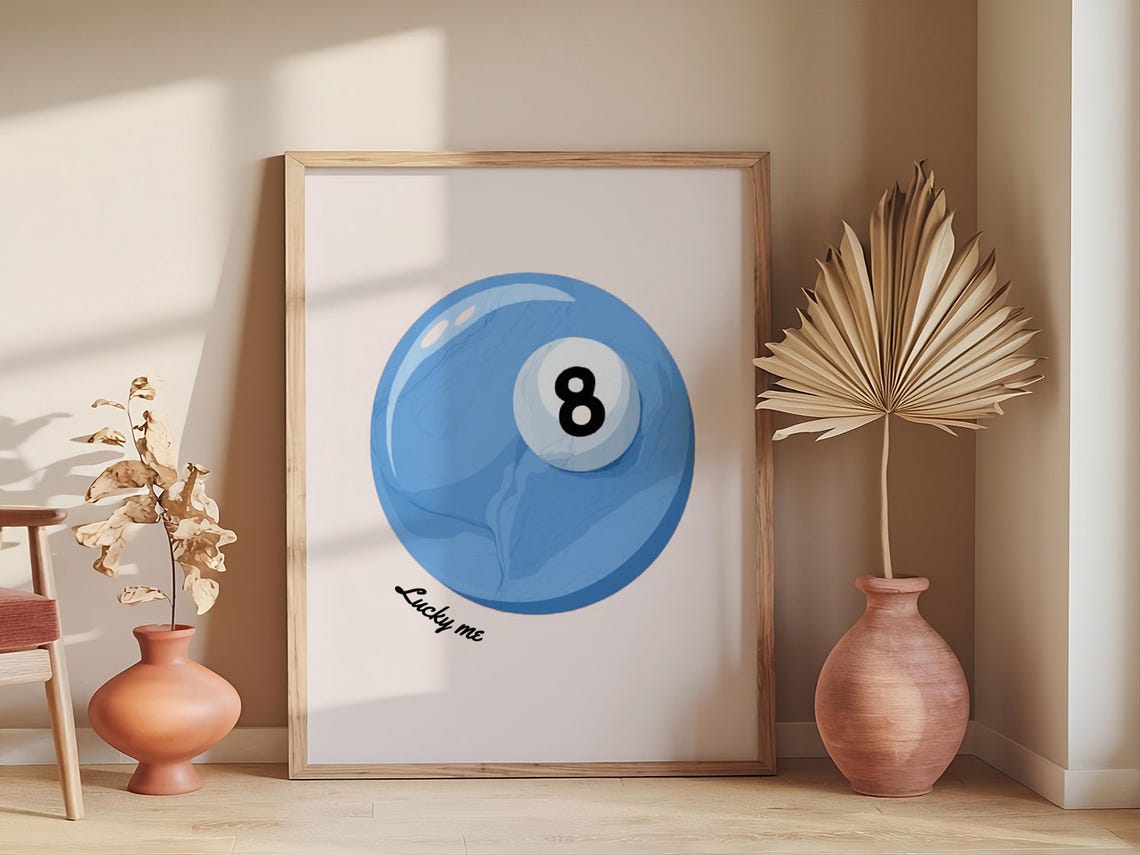 Feeling Lucky Red 8 Ball Maximalist Retro Style Game Room Poster - Image 3