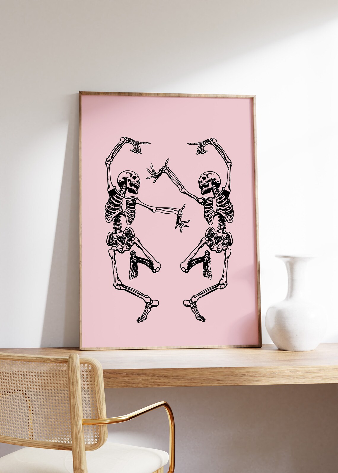 Pink Halloween Vintage Skeleton Poster Print - Image 4