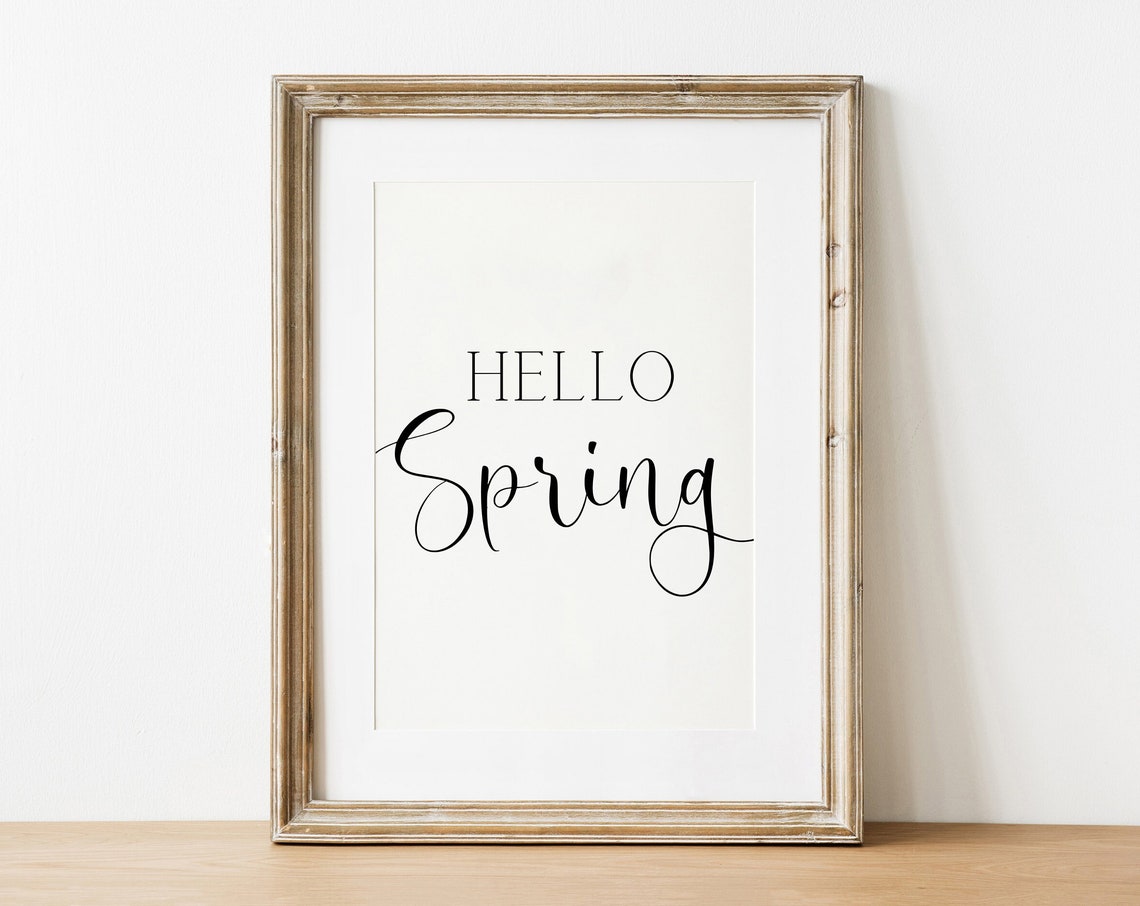 Hello Spring Elegant Script Typography Minimalist Wall Decor Print - Image 4