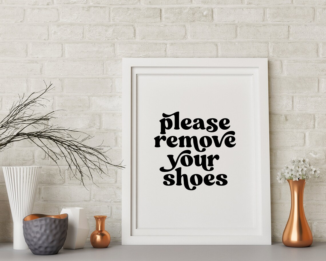 Please Remove Your Shoes Sign Retro Entrance Poster - Image 2
