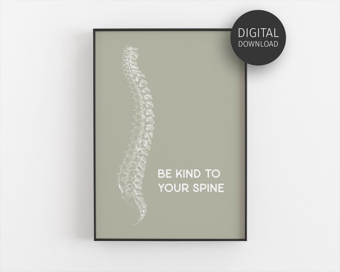 Be Kind To Your Spine Sage Green Anatomy Chiropractor Wall Art