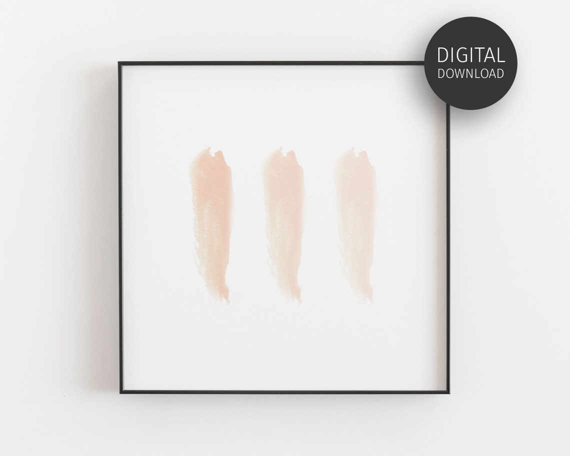 Blush Pink Abstract Watercolor Wall Art Minimalist Beige Brush Strokes