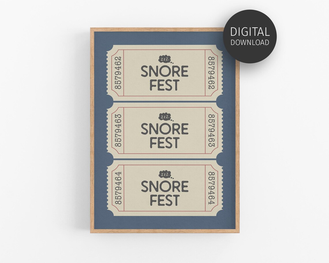 Snore Fest Vintage Ticket Stubs Funny Cozy Navy Bedroom Poster