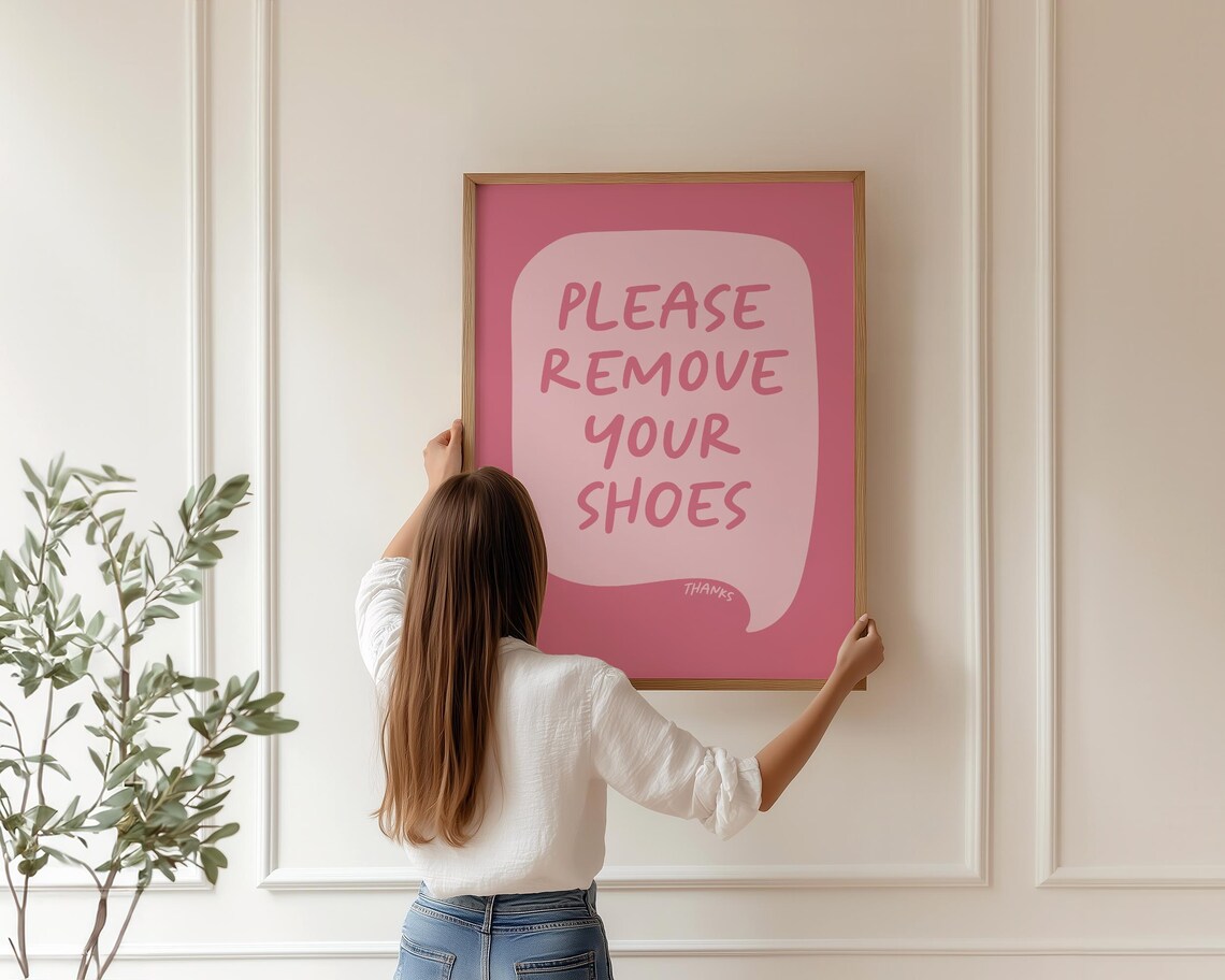 Please Remove Shoes Sign, Girly Apartment Decor - Image 3