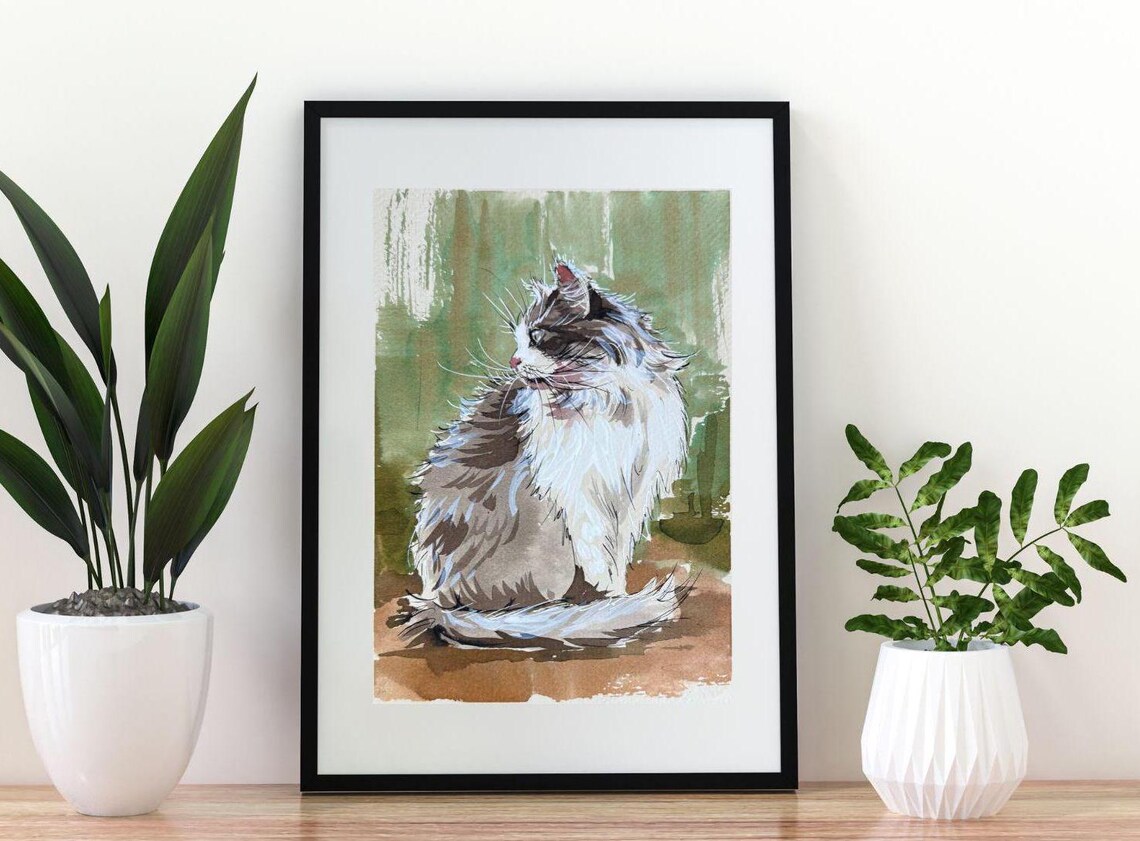 Watercolor Cat Painting - Cat Art Print - Image 2