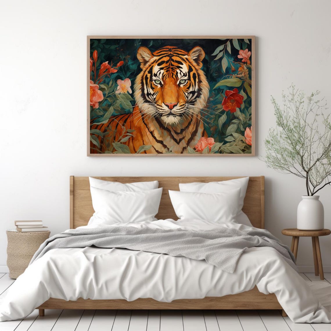Boho Tiger Vintage Floral Maximalist Art Print - Image 5