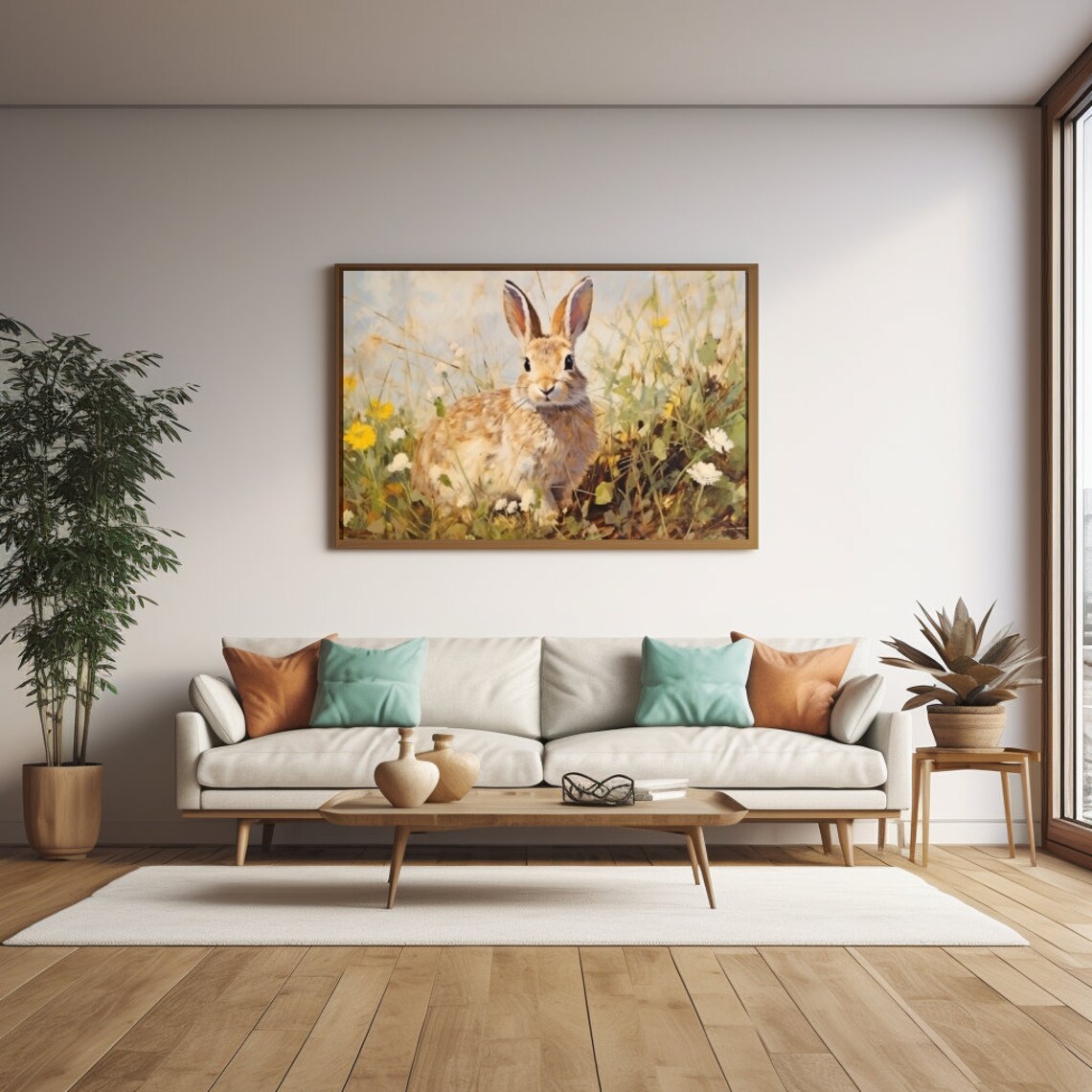 Rabbit In Spring Meadow Oil Painting, Nursery Art - Image 5