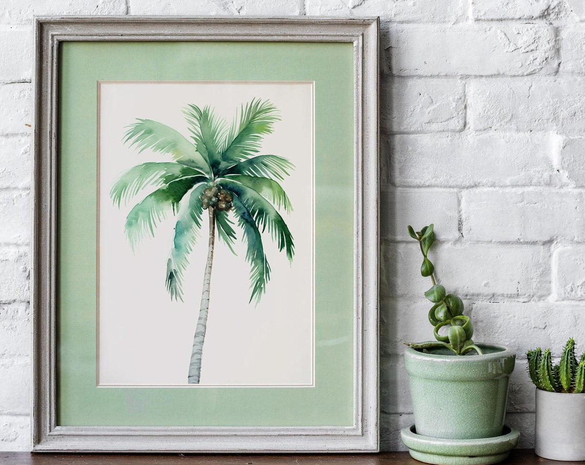 Coastal Palm Tree Watercolor Minimalist Tropical Beach Art Poster - Image 5