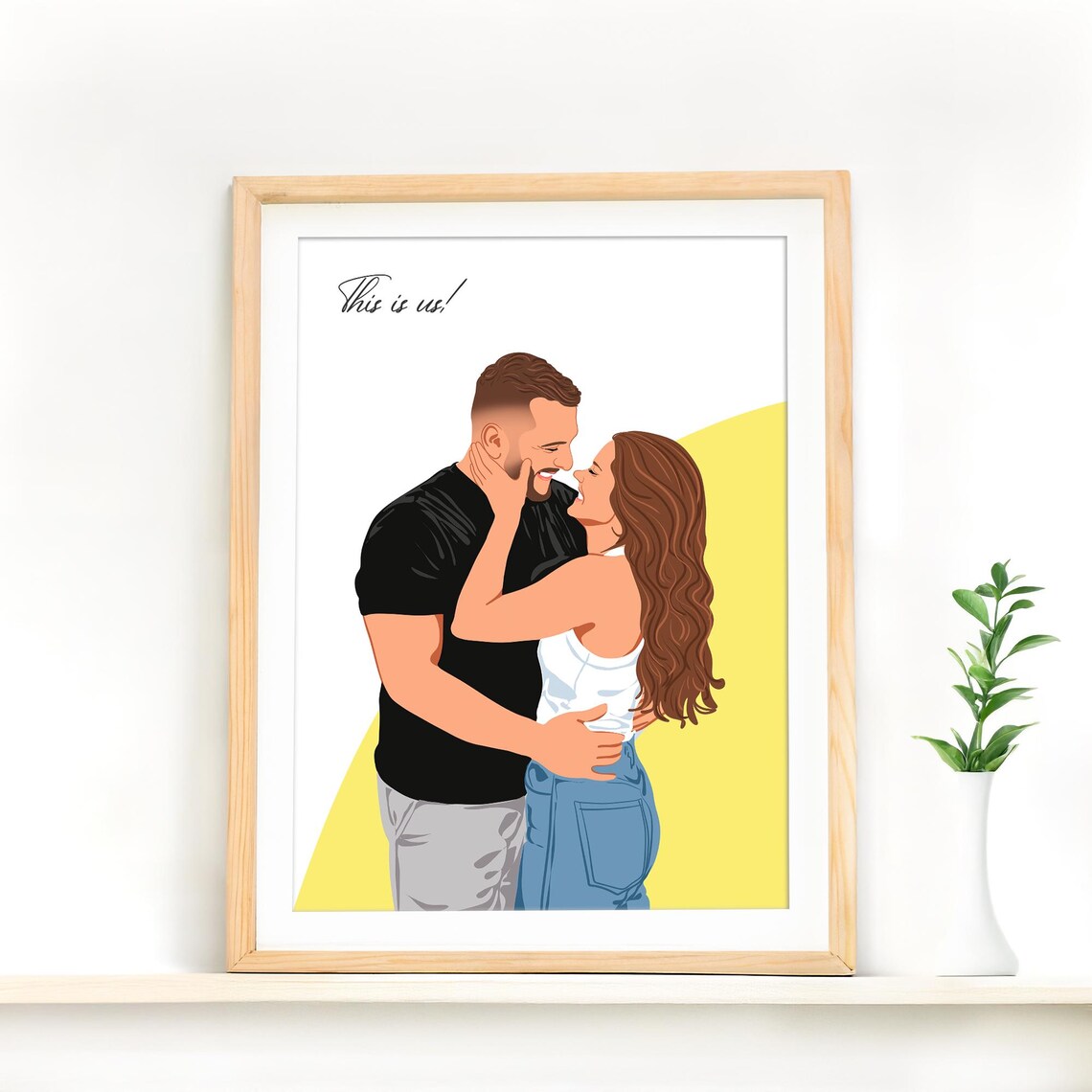 Custom Engaged Couple Showing Ring on Blush Background Poster - Image 2