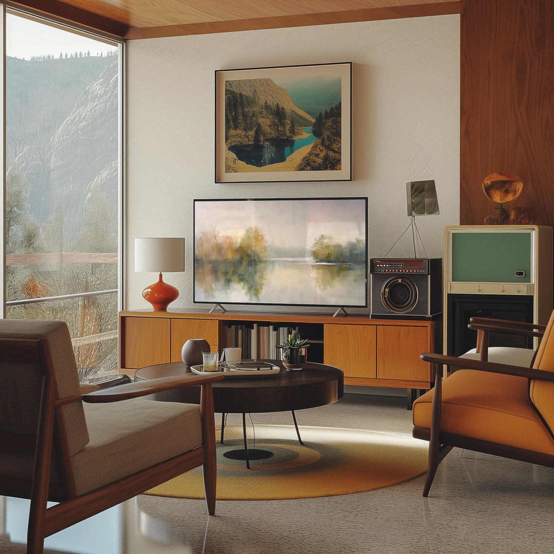 Misty Autumn Lake Frame TV Art Pastel River Reflection Fall Poster - Image 3