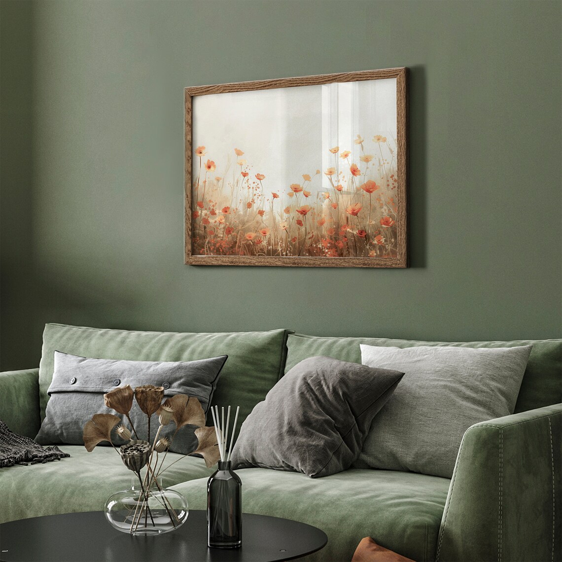 Coral Poppy Wildflower Field Frame TV Art Warm Sunset Spring Meadow Poster - Image 4