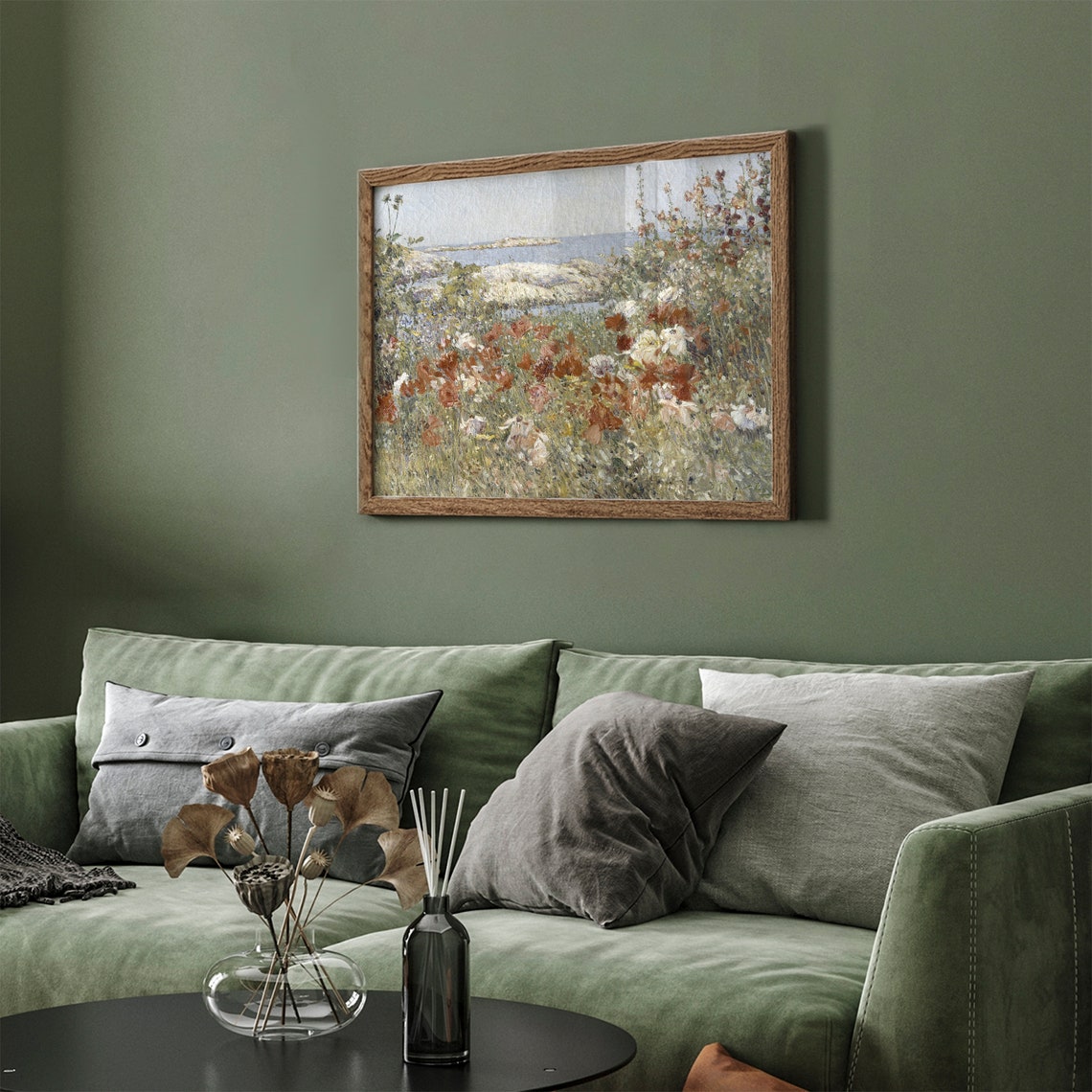 Impressionist Coastal Poppy Field Poster Flower Garden Ocean View - Image 7