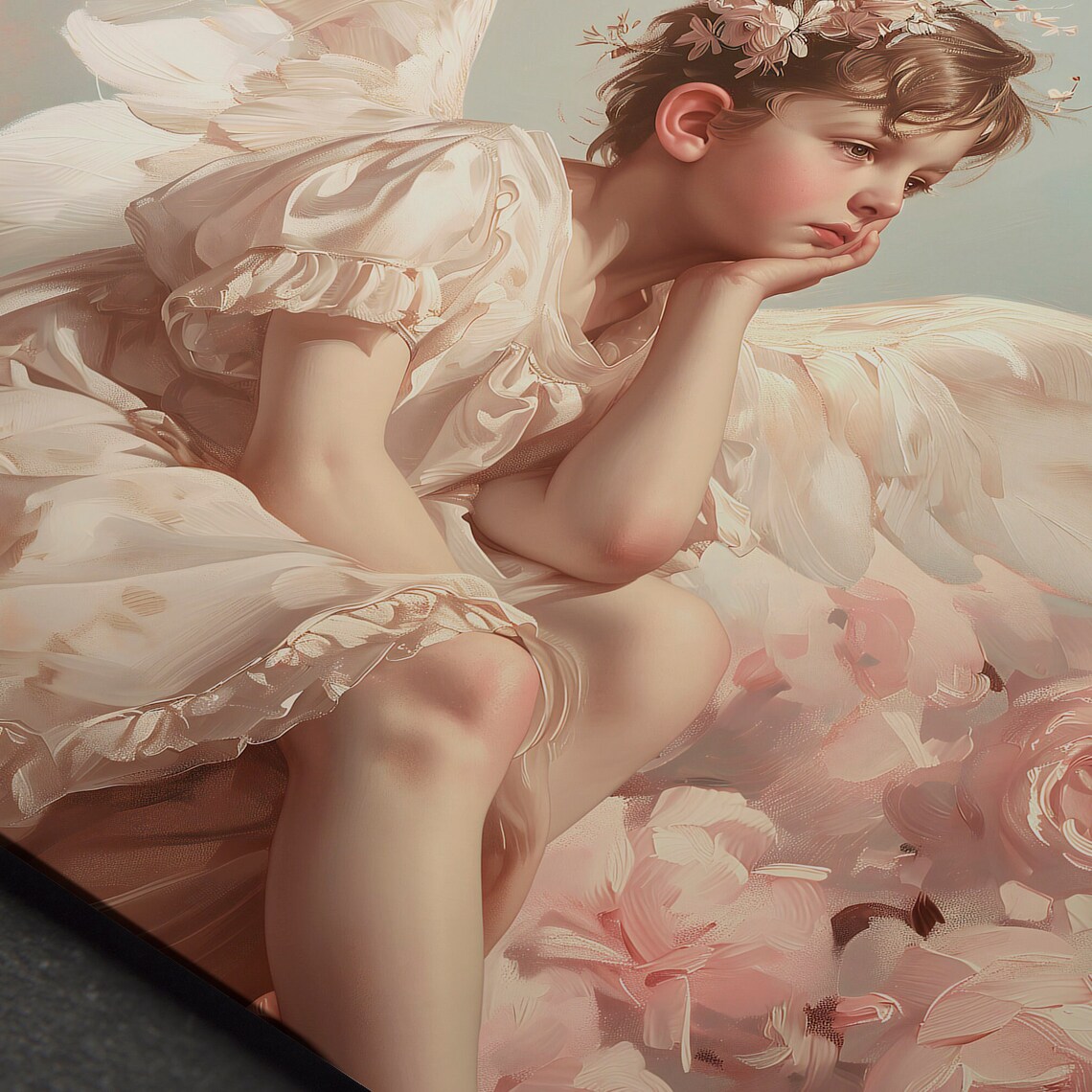 Dreamy Cupid Angel Among Pink Roses Romantic Valentine Poster - Image 6