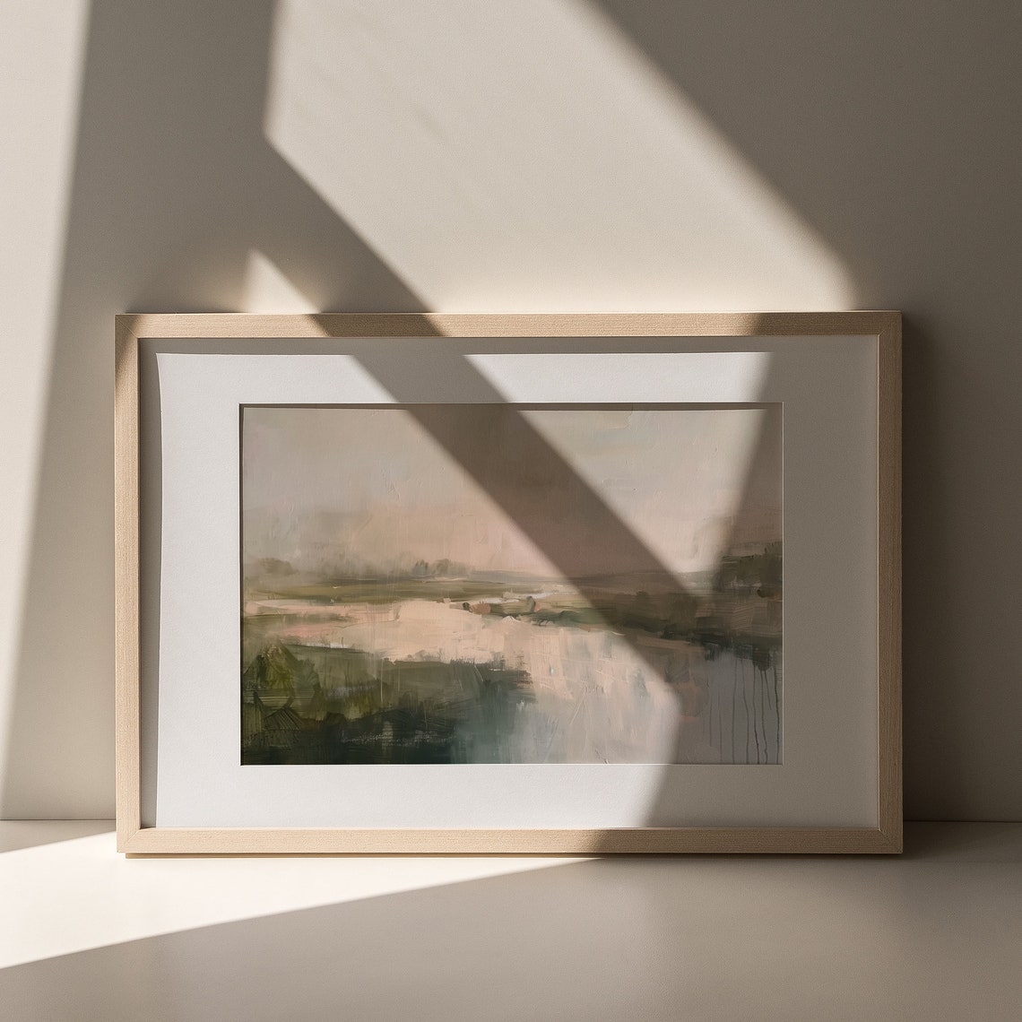 Abstract Muted Marsh Lake in Soft Neutral Tones Landscape Poster - Image 6
