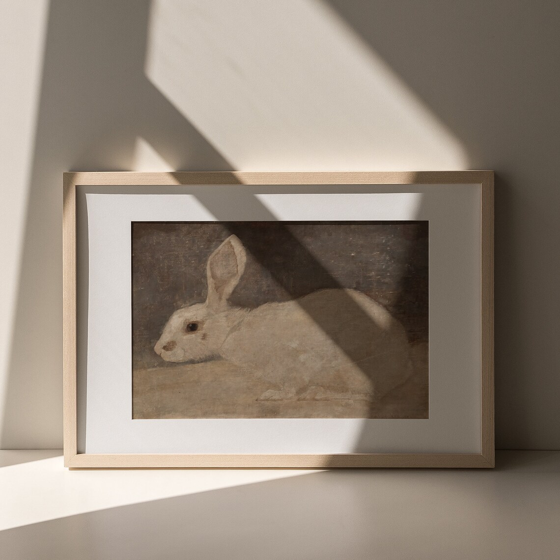 White Rabbit Vintage Animal Painting Antique Neutral Farmhouse Print - Image 6