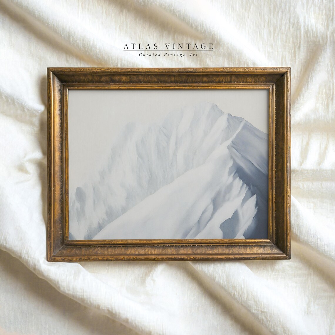 Snowy Mountain Ridge Painting Minimalist Blue White Winter Poster - Image 5