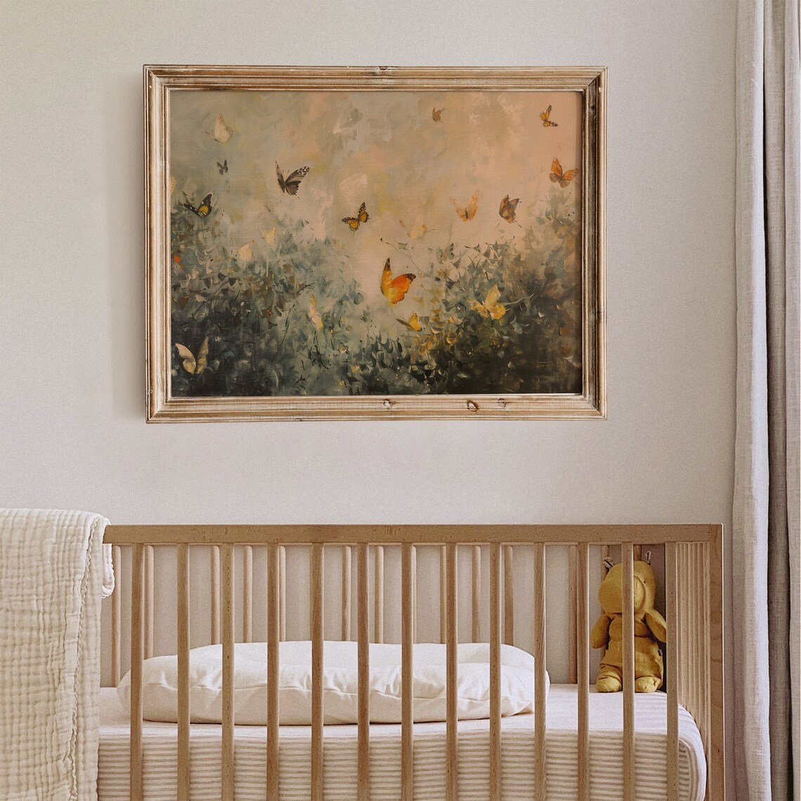 Golden Butterflies Summer Painting Vintage Flight Warm Meadow Poster - Image 4