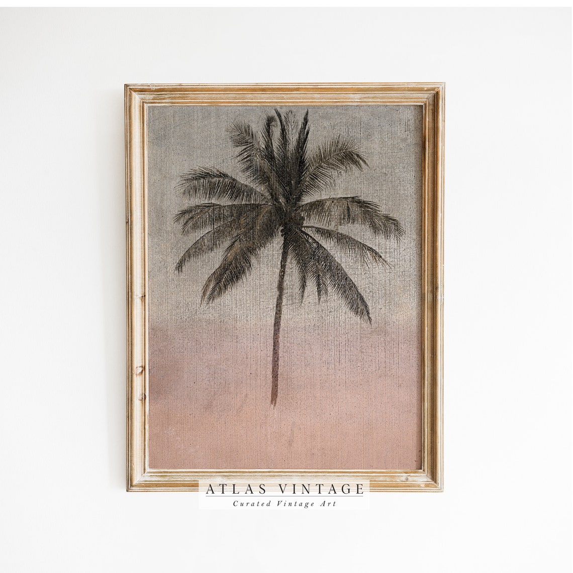 Minimalist Palm Tree Silhouette Sunset Ombre Vintage Botanical Print - Image 5