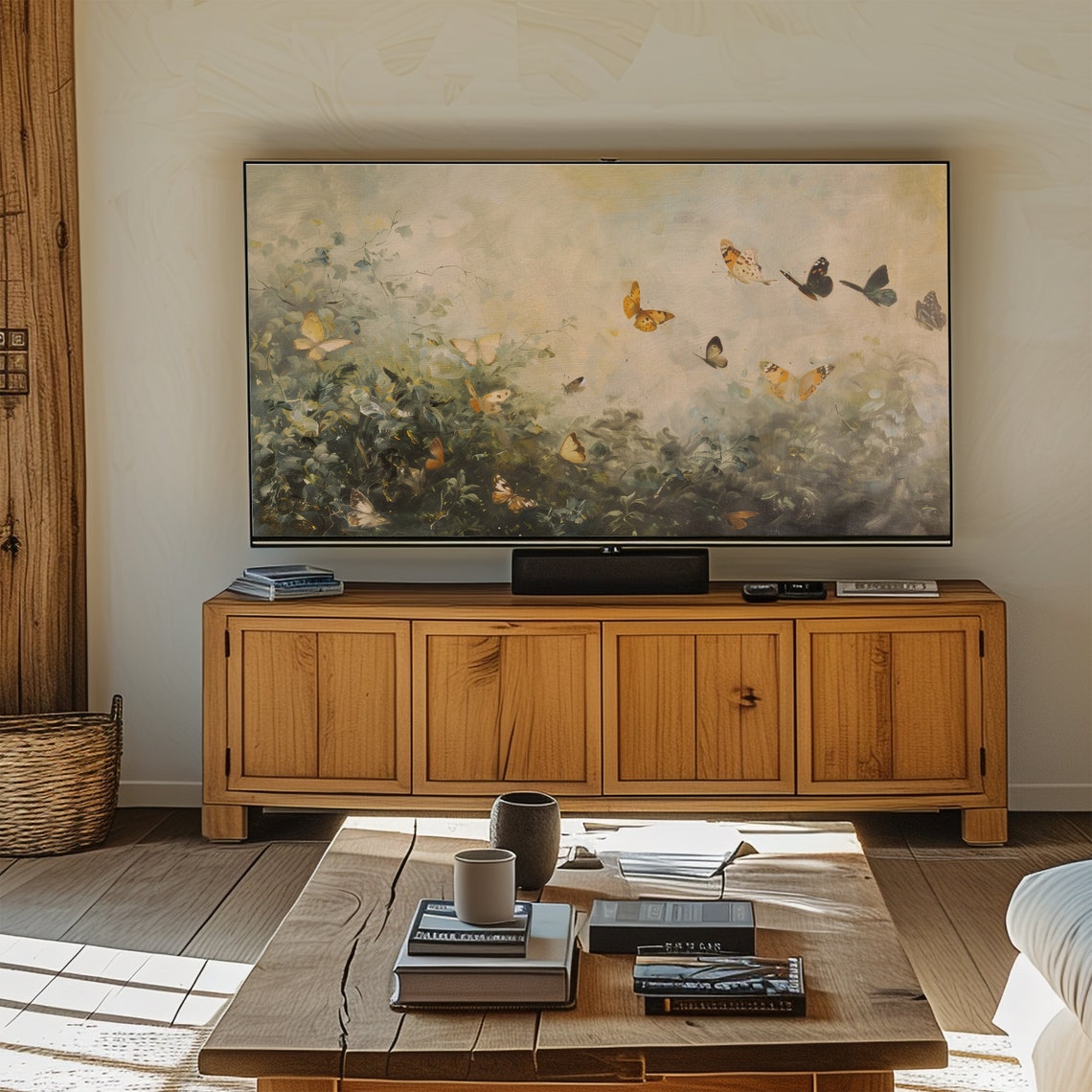 Butterflies Rising Over Dark Foliage Vintage Summer Frame TV Poster - Image 7