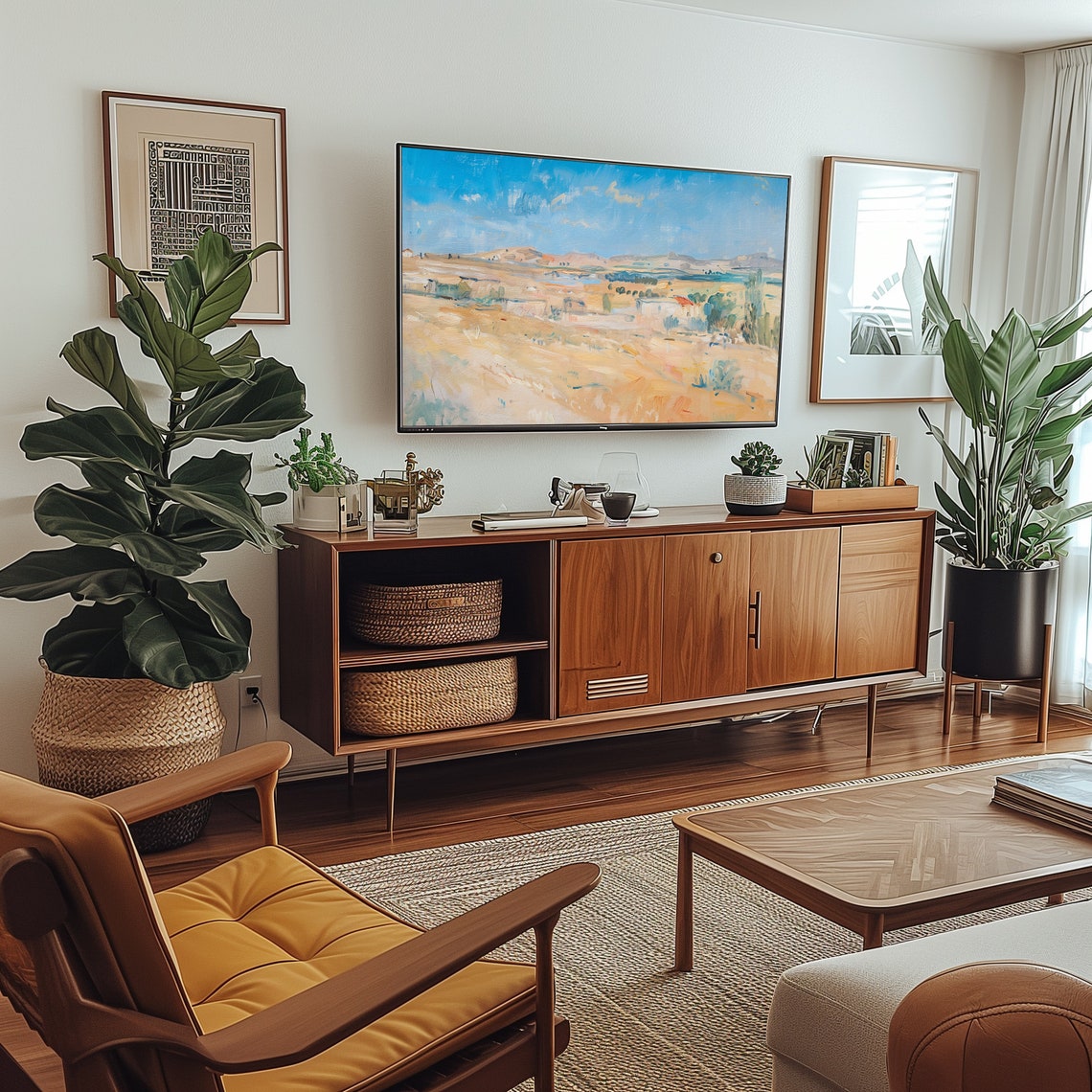 Desert Southwest Landscape Frame TV Art Blue Sky Ochre Fields Poster - Image 4